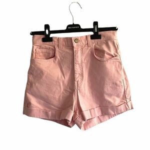 AMERICAN APPAREL High Waist Denim Short Cuff Pink 30 / 31